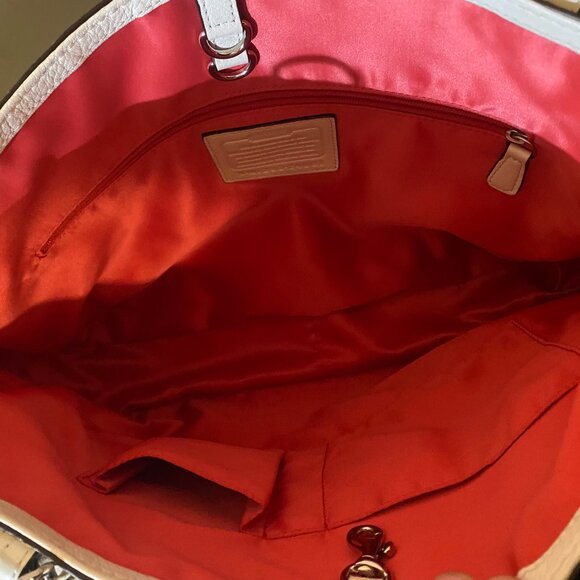 Coach White Leather Purse with Chain Handles - Picture 4 of 5